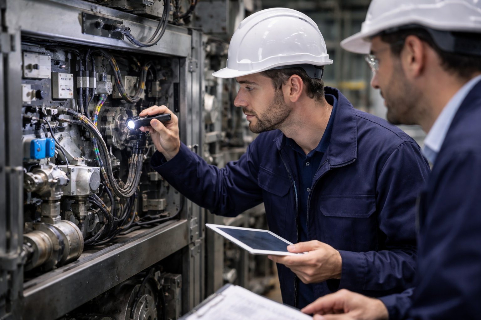 Technicien analysant une panne industrielle pour identifier la cause racine dans une usine en Loire-Atlantique
